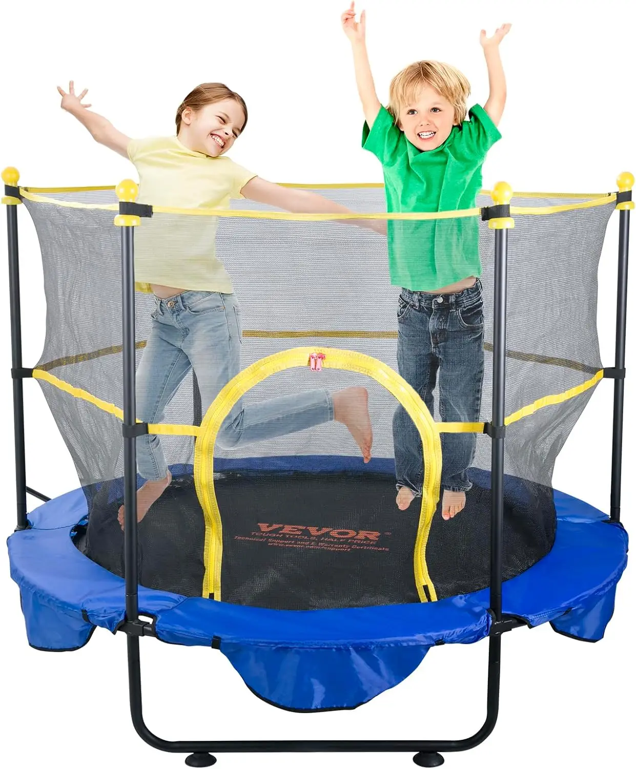 

5FT Trampoline for Kids, 60" Indoor Outdoor Trampoline with Safety Enclosure Net, Basketball Hoop and Ocean Balls, Mini Toddler