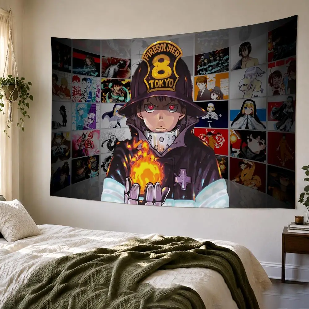 F-Fire Force Anime Cool Tapestry Bedroom Living Room Bar Party House Home Dorm Interior Wall Decor Background Banner