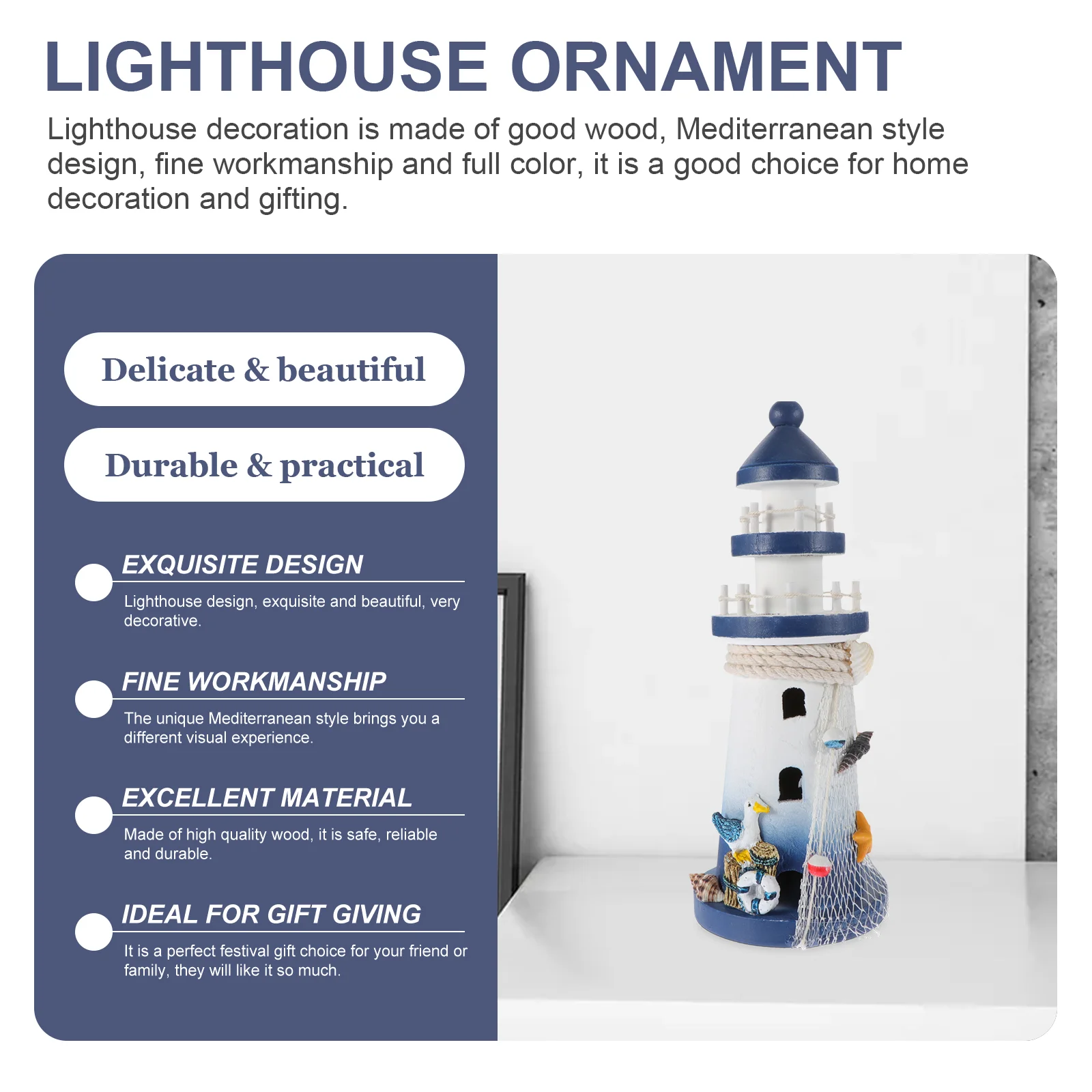 Wooden Nautical Lighthouse Decorations Mediterranean Lookout Figurines Miniatures Home Creative naments Desktop Centerpieces