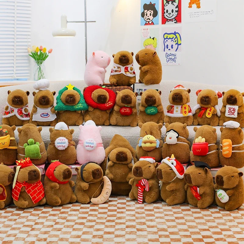 25cm Capybara Plush Simulation Capibara Anime Fluffty Toy Plant Stuffed Doll Holidays Props Decorative Throw Pillow for Kids