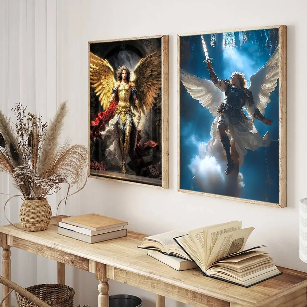 الملائكة المقدسة مايكل ملصق جدار قماش اللوحة لنادي غرفة المعيشة ديكور المنزل #5