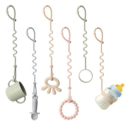 5 pcs Baby Silicone Anti Loss Chain, Wave Shaped Anti Loss Adjustable Anti Loss Bottle Chain, Adjustable Baby Toy Holder