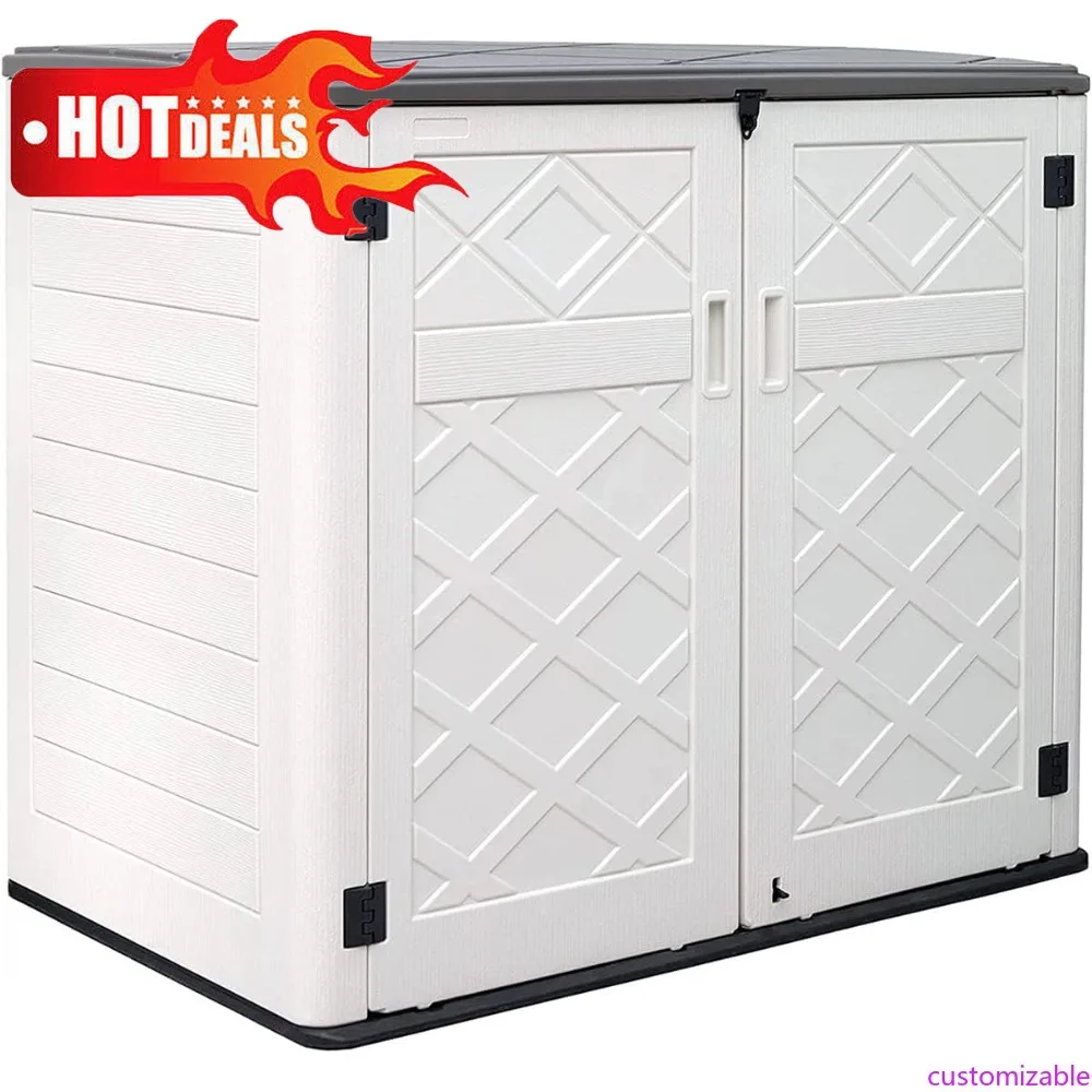

Customizable-Larger Outdoor Storage Shed Weather Resistance, Horizontal Outdoor Storage Box Waterproof For Garden, Patios, Backy