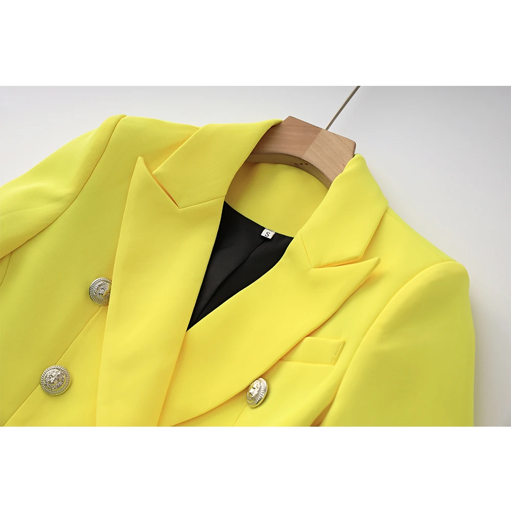 Imagem -03 - High Street Primavera Verão Chic Designing Fresco Amarelo Blazer Saia Terno Duas Peças Conjuntos com Blet Mulheres Bonitas Roupas