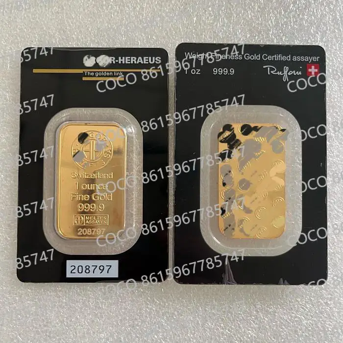 Новейший швейцарский аргорь, 1 унция, золотой стержень, золотая монета, слитки, акриловая печать, упаковка, независимый серийный номер, без магнитного позолота 24 карата