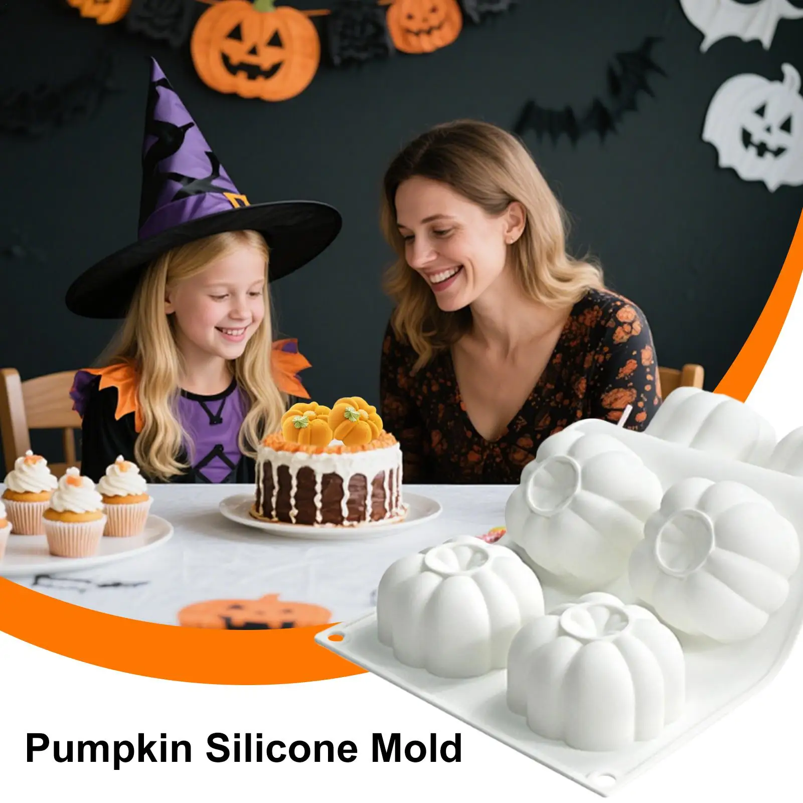 

Silicone Pumpkin Mold 6-Cavity Pumpkin Chocolate Mold Non-Stick Mould For Halloween Baking Autumn Chocolate Cupcake Jelly