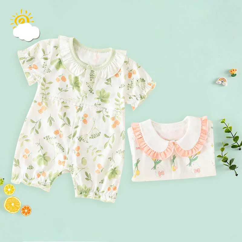 New Baby Summer Onesie, Pure Cotton Boneless Baby Short-sleeved Thin Baby Girl Summer Clothes