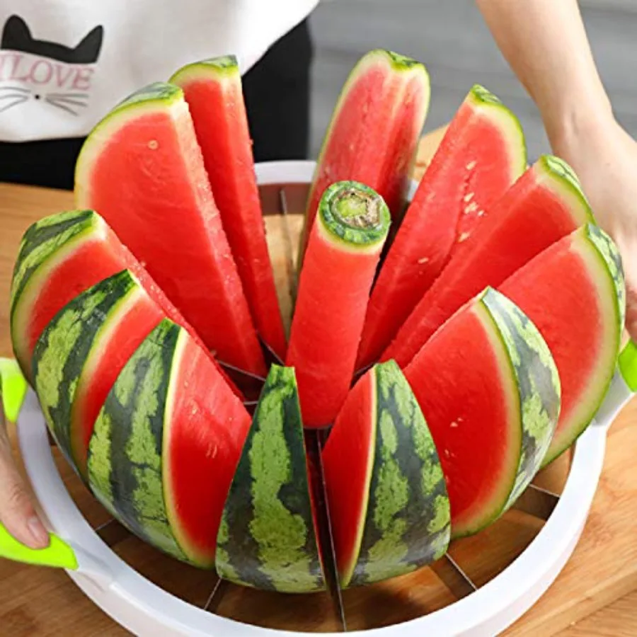 

Extra Large Watermelon Slicer Cutter with Comfort Silicone Handle for Home Use Stainless Steel Round Fruit and Vegetable Slicer