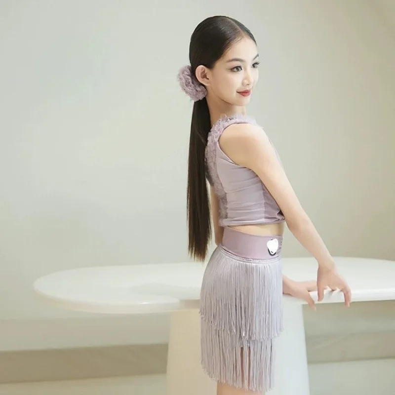 New Latin Dance Advanced Suspender Split Performance Suit Children's Summer Practice Performance Suit