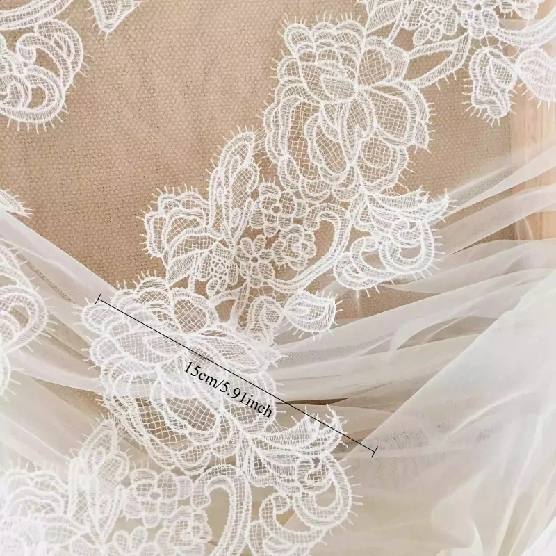 

3-yard Best-selling Rose Fish Silk Thread Eyelash Hollow Lace Trim for Handmade Dress and Head Veil Fashion Clothing Accessories