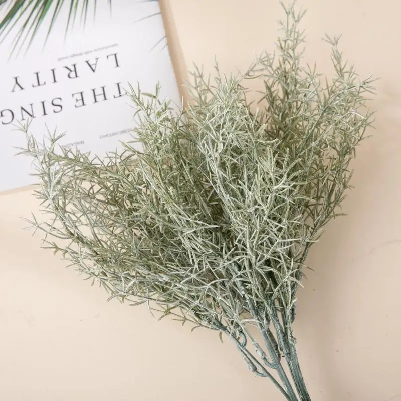 Lifelike Artificial Rosemary Stems, Faux Green Herb Foliage, Multipurpose Fake Plant for Home Garden Wedding DIY Decor