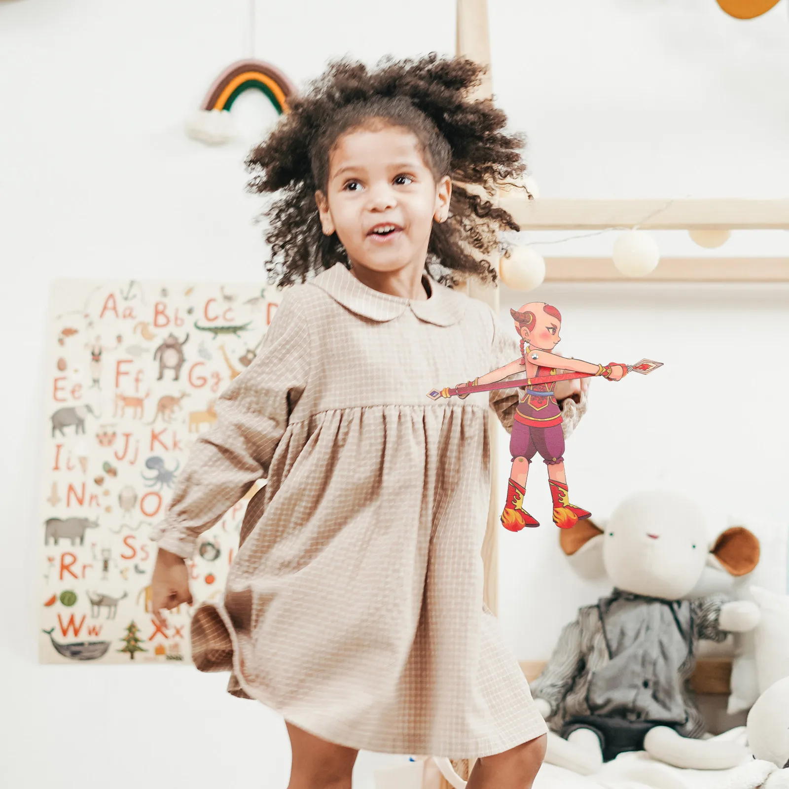 Chińska Lalka Cieniowa z Drewna dla Dzieci DIY Edukacyjna Rękodzieło Rekwizyt do Opowiadania Historii i Występów