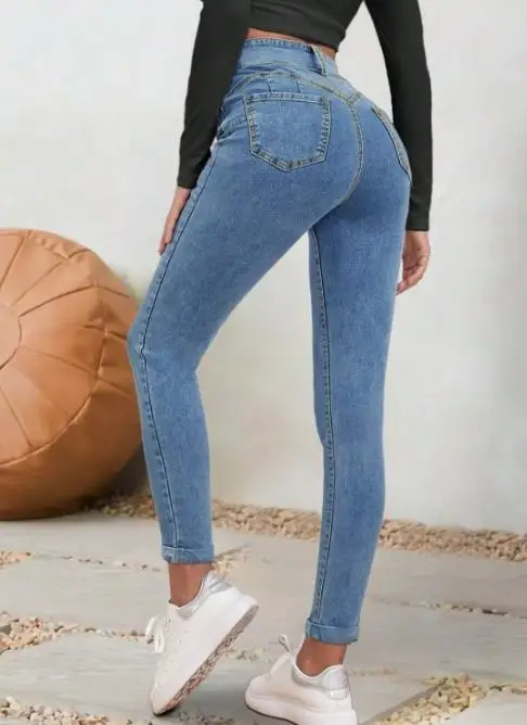 

2026 Women's New Elegant Sexy Minimalist Daily Jeans Tight Fitting Leggings Female Trouser Casual Bottom