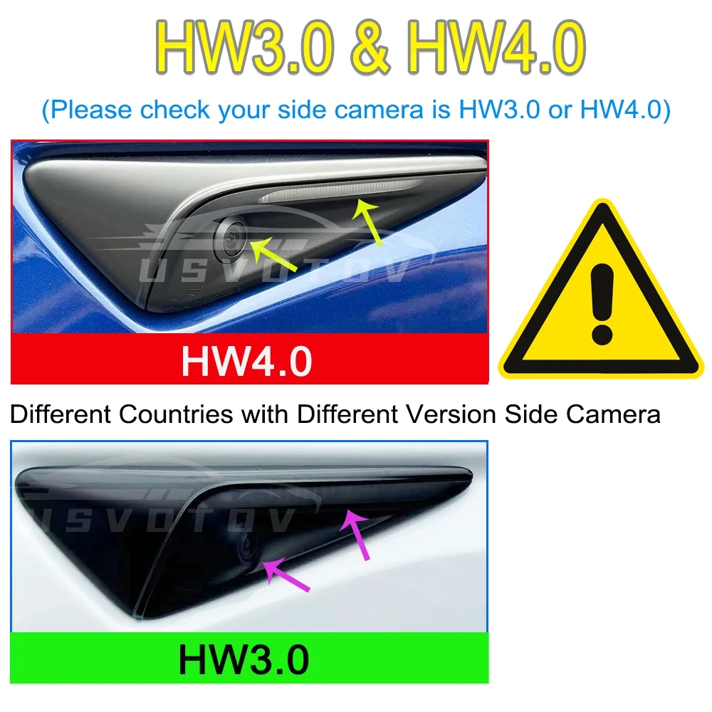 HW4.0 HW3.0 Side Camera Protector Cover for Tesla Model 3 Y S X Highland Accessories Turn Signal Fender Trim ABS Carbon Fiber