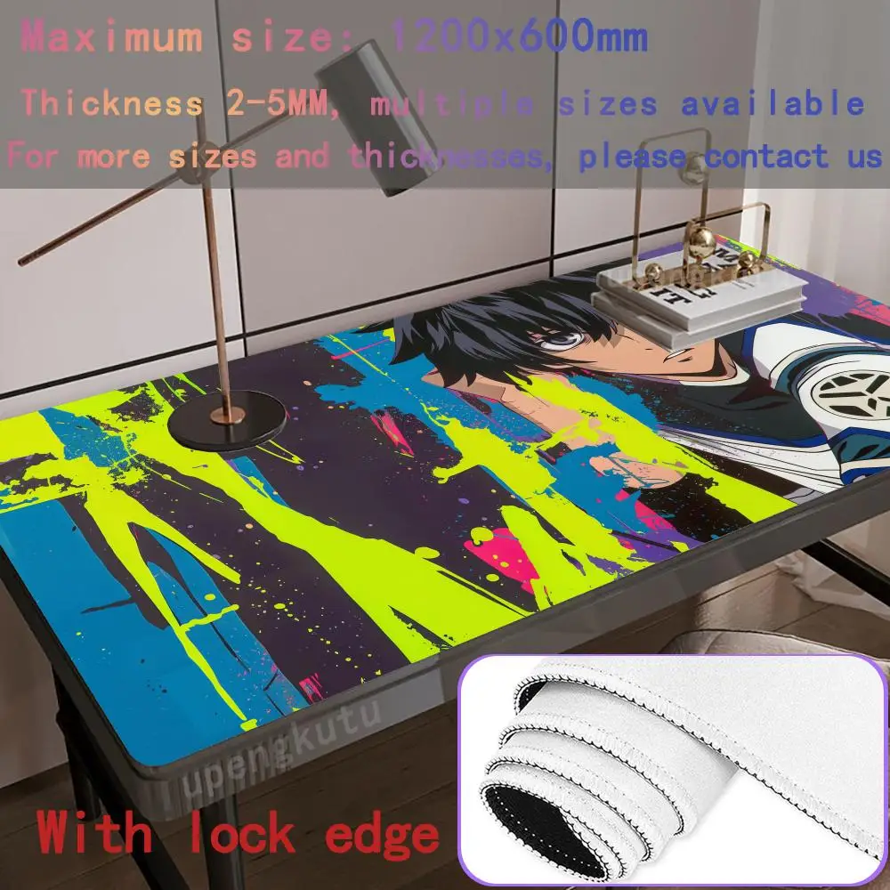 Durable Desktop Pad DIY games computer Mouse Pad Non-Slip Rubber Anime figures Edge locking Cartoon BLUE_LOCK Large XXXL1200x600