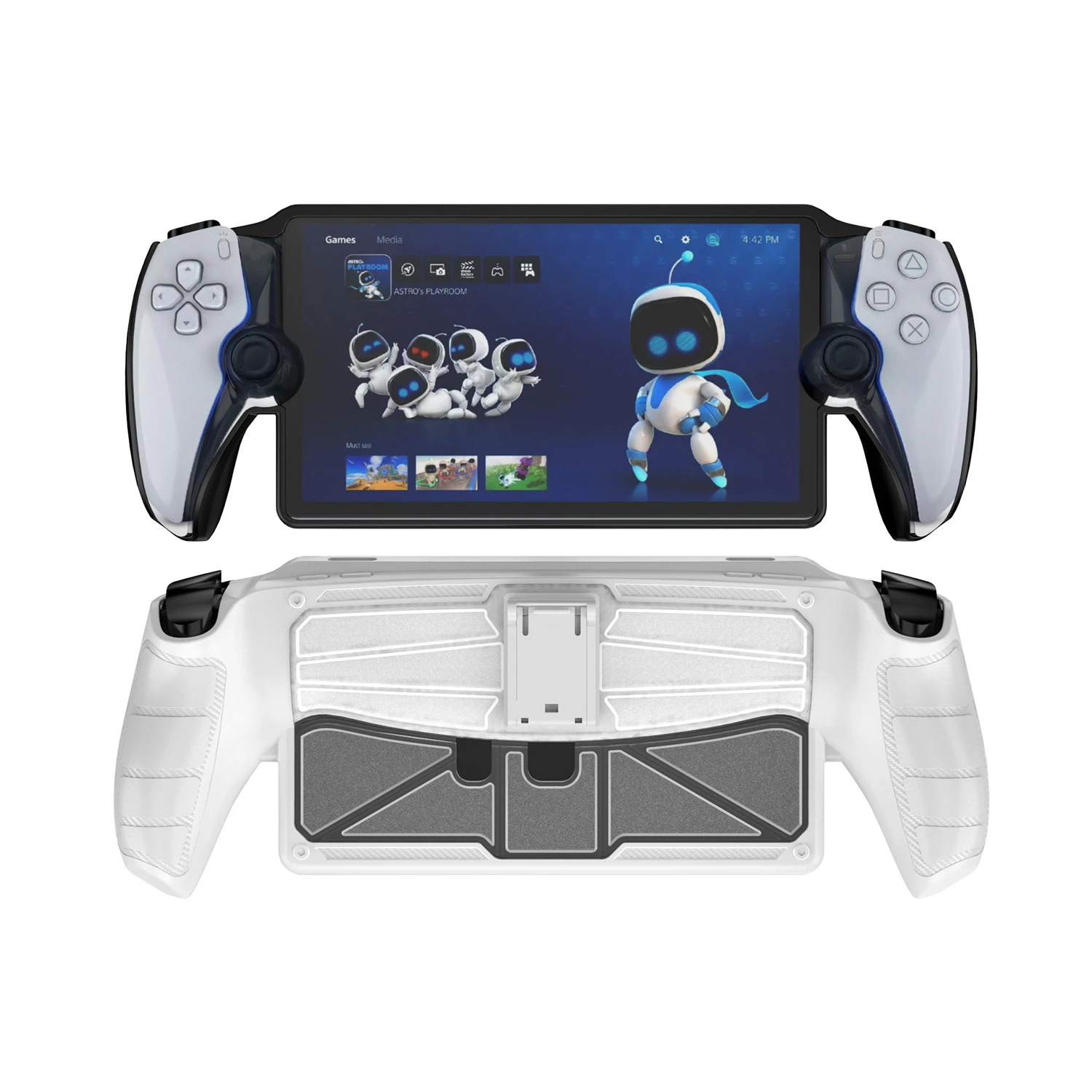 Funda protectora para PlayStation Portal TPU + PC, cubierta trasera a prueba de golpes con soporte, accesorios de juego
