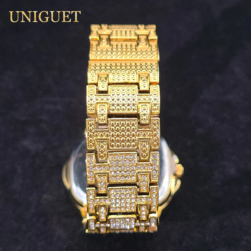 Gold Watches For Men Square Classic Design Luxury Quartz Men's Watch Luxury Diamond Wristwatches Waterproof Luminous Hand Clock