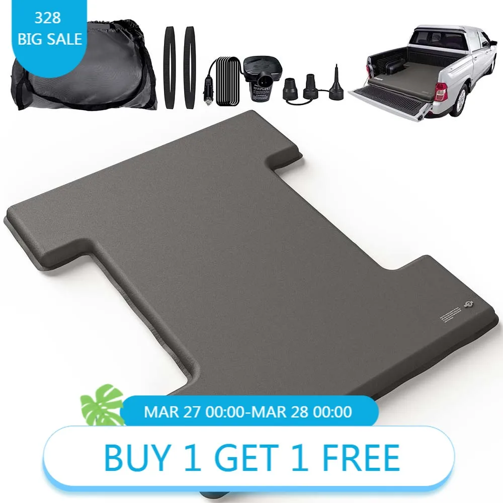 Full‑Size Portable Self‑Inflating Truck Bed Mat with Air Pump Carry Bag for Short Truck Beds Camping