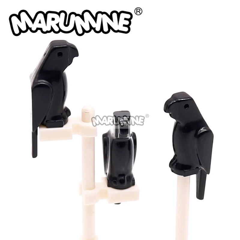 Marumine 100PCS ยืน Parrot สีดําบล็อก MOC 2546 27063 ฟาร์มสัตว์คลาสสิกอาคารอิฐ DIY จํานวนมากอุปกรณ์เสริม