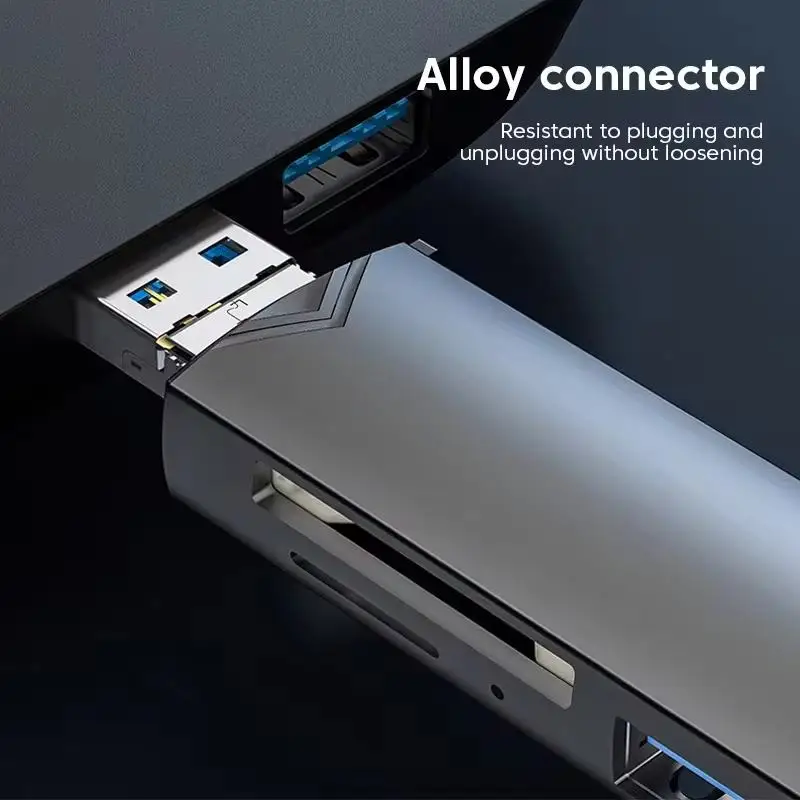 6-in-1 USB 3.0 Card Reader for SD/TF/Micro USB/Type C Flash Drives, Portable Memory Card Adapter for Smartphones/Cameras/Laptops view 5