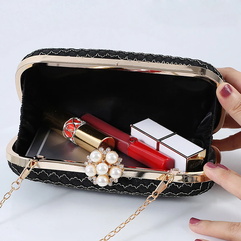 Pearl Bag White Designer Luxury Clutch Purse Wave Pattern Handbags for Women 2025 Wedding Party Ladies Small Shoulder Bags