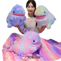 Colorful Dinosaur Plush Toy with Flannel Blanket Fuzzy Giant Dino Rainbow Colors Cute Stuff Animals Doll 60cm 3 Colors