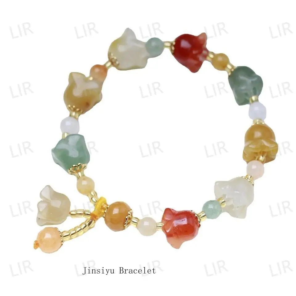

LIR Multi-Color Golden Silk Jade Morning Glory Bracelet | FengShui Love Fortune | Trendy Jewelry for Girls