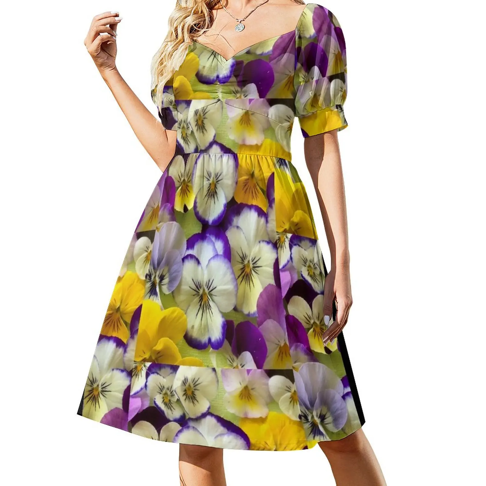 

Pretty Pansies Short Sleeved Dress Women's skirt Dress women Women's dress