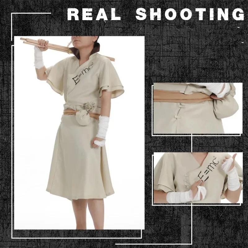 Anime Dr. Stone Senku Ishigami disfraz de Cosplay Senku adulto blanco masculino conjunto completo Halloween Navidad carnaval fiesta disfraces peluca