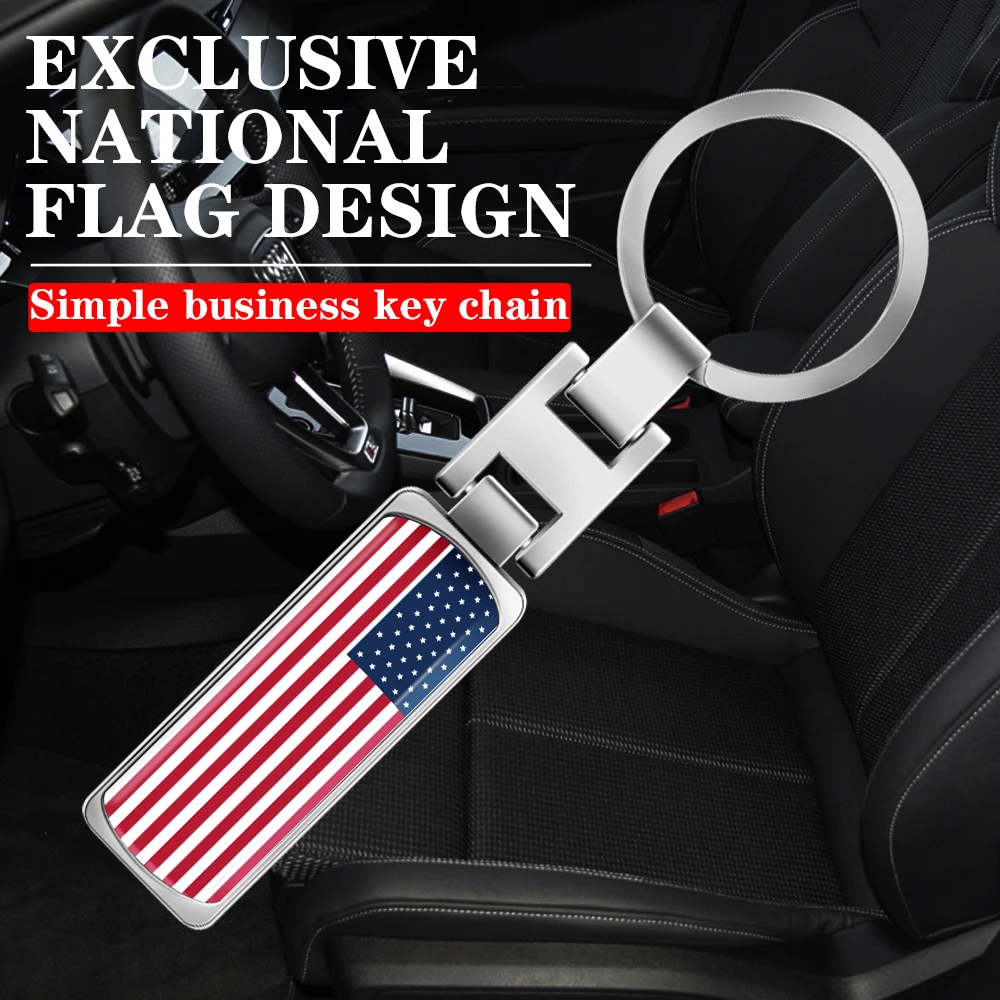 Car Styling Keyring National Flag USA Badge Keychain Key Holder Decor For Tesla Model 3 Model Y Model Y Juniper Model 3 Highland