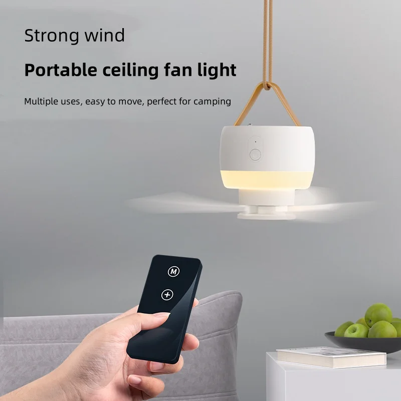 

Mini Fan USB Rechargeable Ceiling Fan Suitable for Outdoor Camping Tent Silent Electric Fan Portable Ceiling Fan Light