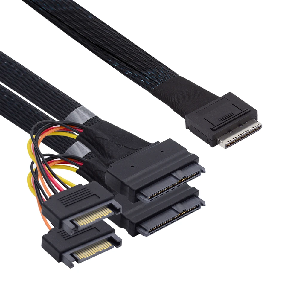 

OCuLink PCIe PCI-Express SFF-8611 8x 8-Lane to Dual SFF-8639 U.2 4x SSD Data Active Cable 50cm