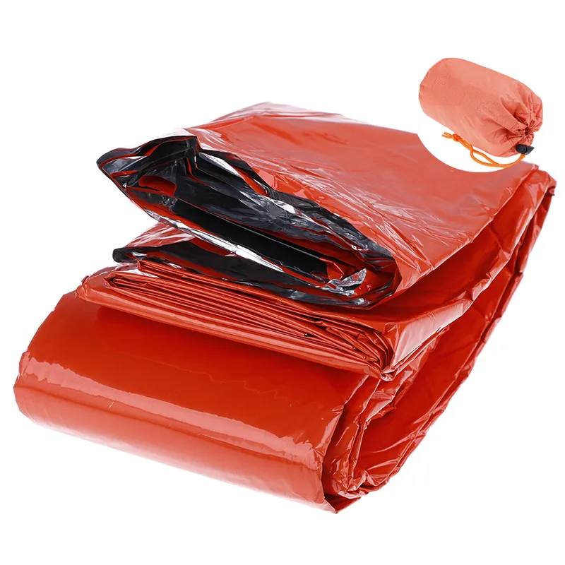 1Pc Orange Storage Bag Emergency First Aid Sleeping Bag PE Film Tent Suitable For Campers, Hikers, Backpackers,etc.