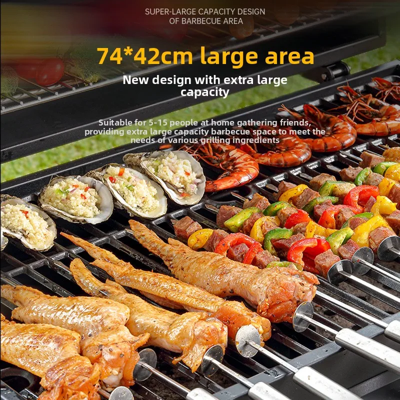 Outdoor Cast Iron Smokeless BBQ Grill Oxygen Depletion Safety Easily Assembled Design Villa Courtyard Charcoal Rack Table Coated
