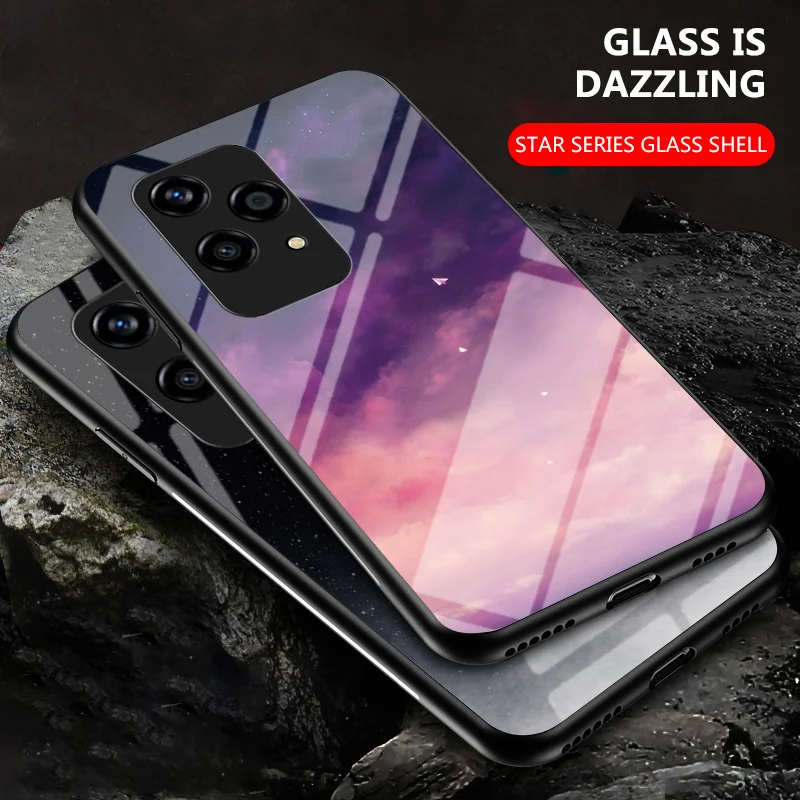 Honor 200 Lite 5G LLY NX1 Case Starry Grain Tempered Glass Hard Back Cover Phone Case Silicone Bumper for Honor 200 Lite LLY-NX1