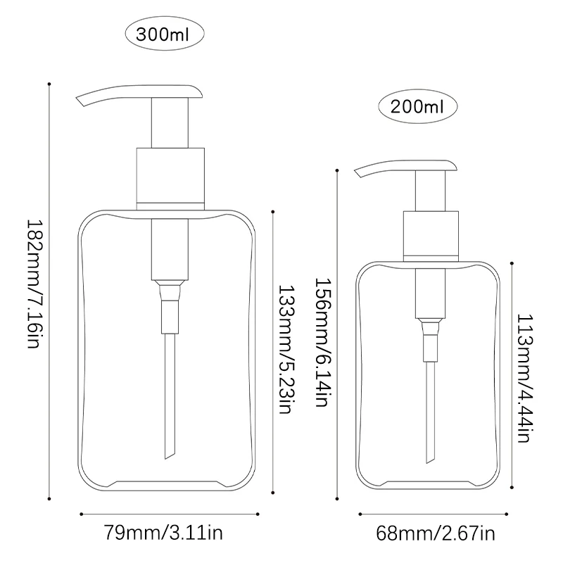 200/300ml Square Soap Dispenser Countertop Lotion Bottle With Pump Bathroom Lotion Liquid Soap Dispenser Refillable Empty Bottle