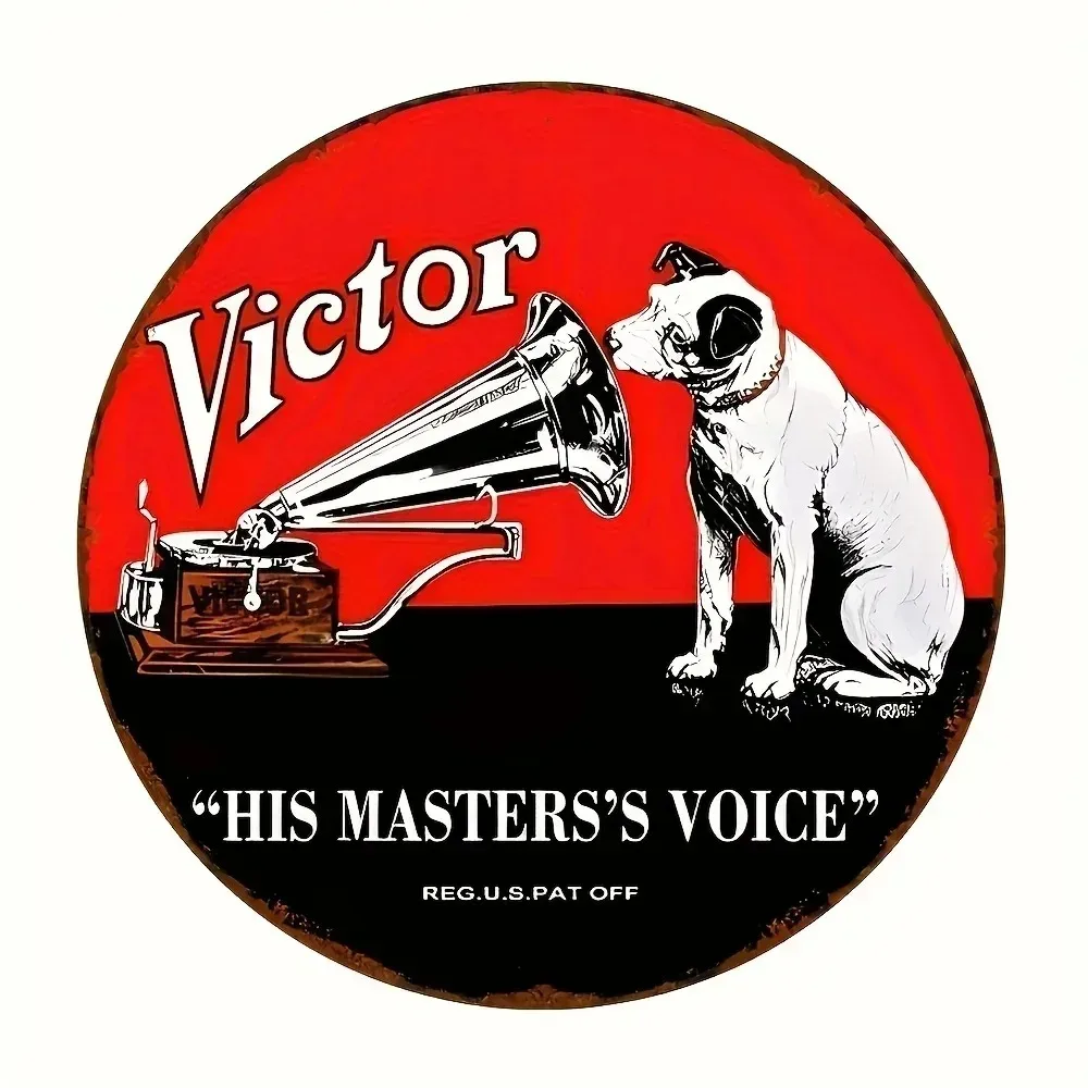 

Vintage "His Master's Voice" Victor Sign – UV Printed Vinyl Record Artwork | High-Definition Decor for Music Themed Bars