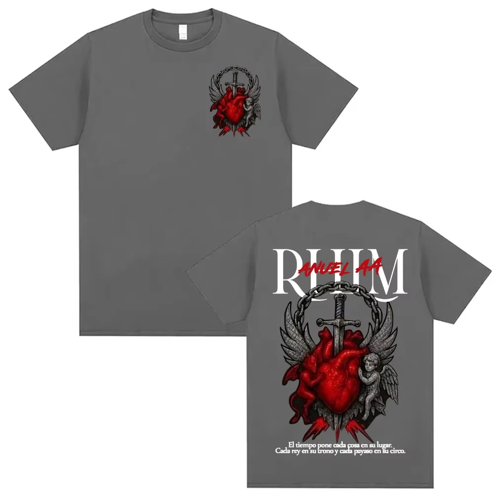 2026 Rapper Anuel AA Rhlm 2 Album Tour Graphic T-shirts Men's Hip Hop Short Sleeve T-shirt O-Neck Causal T Shirts Clothing