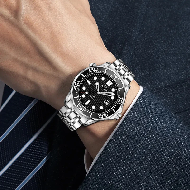 Nowy męski zegarek kwarcowy, luksusowy zegarek męski w stylu europejskim i amerykańskim, modny i stylowy, seria Seahorse, casualowy, świecący, wodoodporny zegarek z kalendarzem dla studentów, modny, idealny na prezent, markowy zegarek.