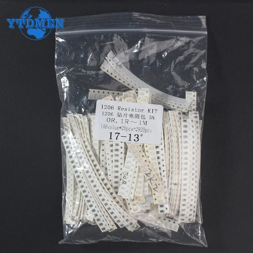 0805 1206 SMD Resistor Sample Assorted Kit 1R~1M Ohm 5% Resistance 146 Values*20pcs=2920PCS