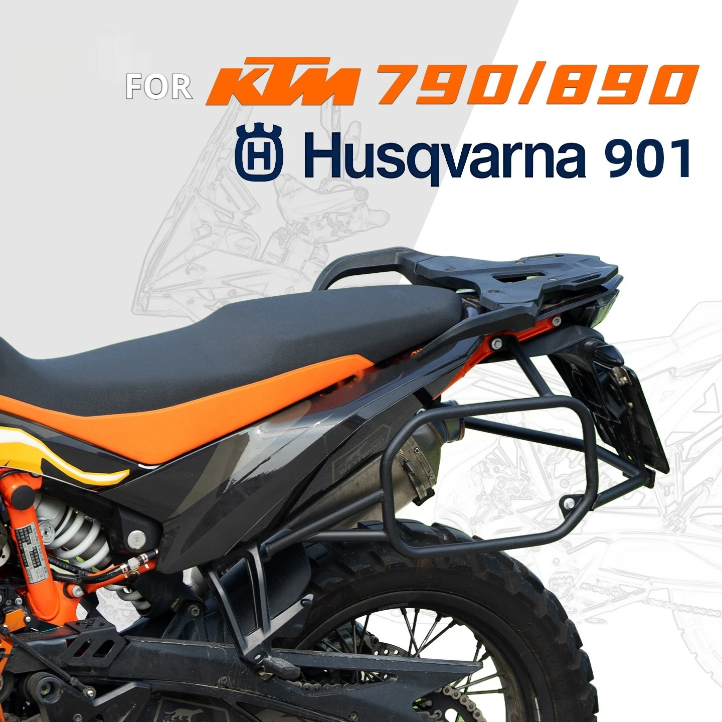 For KTM 790 890 ADV Husqvarna Norden 901 Side Carrier Pannier Rack Dry Bag No-Drill Accesorios Moto