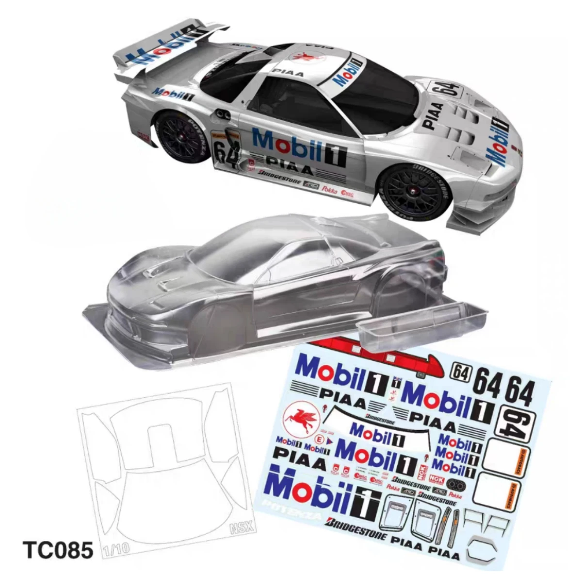 

TC085 1/10 NSX drift body shell (clear) with Decal sheet