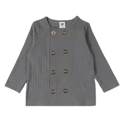 Top kds t-shirt long sleeves elegant outfit winter ribbed gold buttons boy girl clothes autumn winter children front open tshirt
