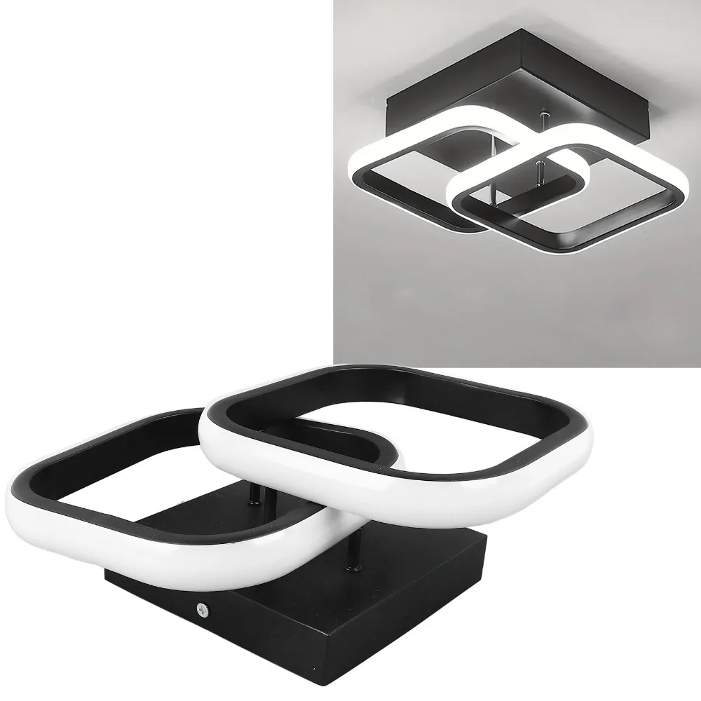 85-265V LED Ceiling Light Square 18W Flush Mount Light Fixture Black Finish Iron Ceiling Lighting Fixture Kitchen