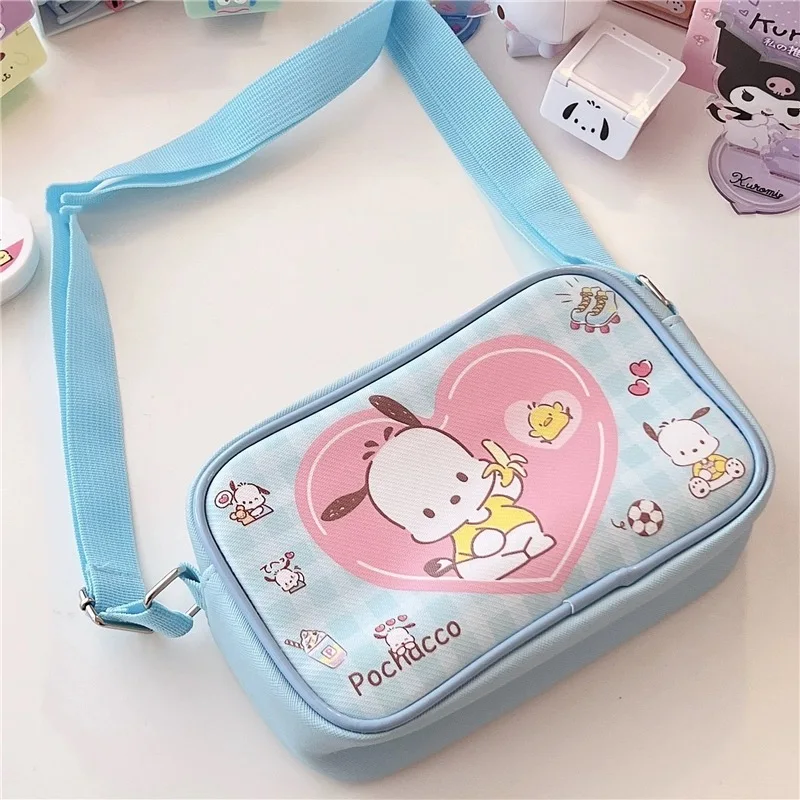 MINISO Sanrio Women's Bag Cartoon Cute Crossbody Shoulder Bag Kuromi Children's Bag Cinnamoroll Small Square Bag