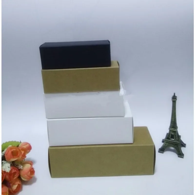 100pcs/lot-10ml/20ml/30ml/50ml/100ml Blank White Black Kraft Paper Box for Dropper Bottle Cosmetics Party Gift Boxes valve tubes