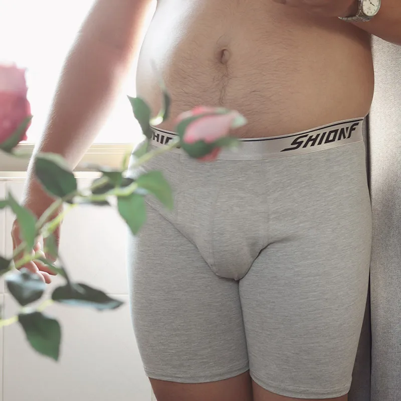 Men\'s Cotton Boxer Briefs Sexy Lingerie Plus size Large Size Chubby Shorts Anti Wear Leg Running Fitness Underwear Underpants
