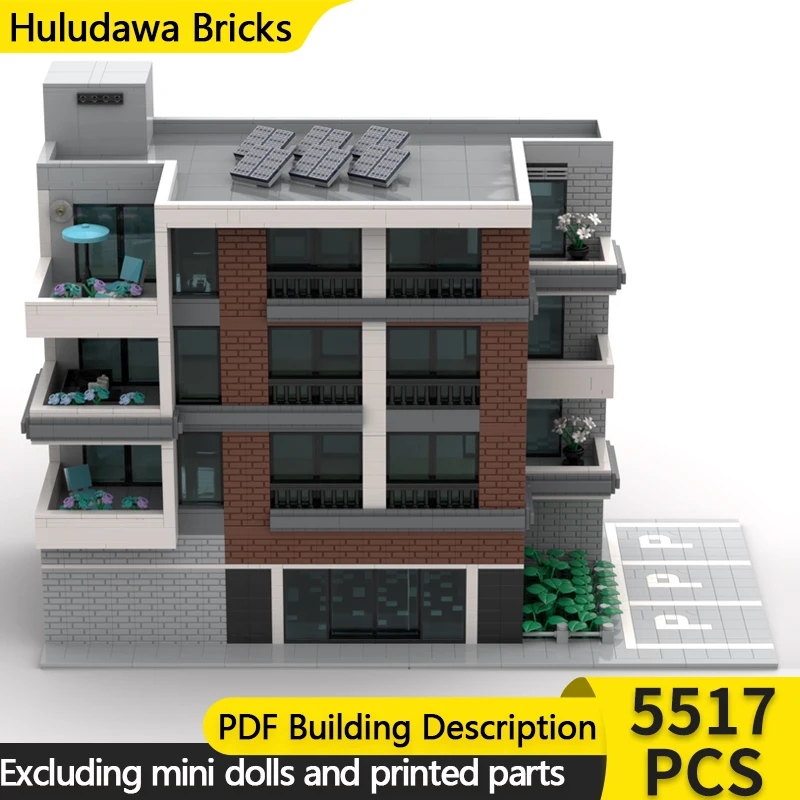 

City Street View Model MOC Building Bricks Large Apartment Residence Modular Technology Children Holiday Gifts Assemble Toy Suit
