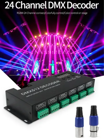 CENFAYA LED DMX 24CH Digital Display Decoder Dimming Driver LED DMX512 Controller for RGBW Strip Light DC5-24V 3A/CH Stage Light