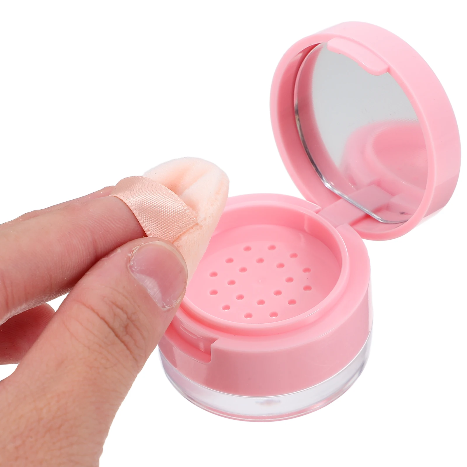 

2 Powder Box 3g+5g Powder Puff Mini Foldable Mirror Travel Size Small Clear Makeup Container Vanity Case